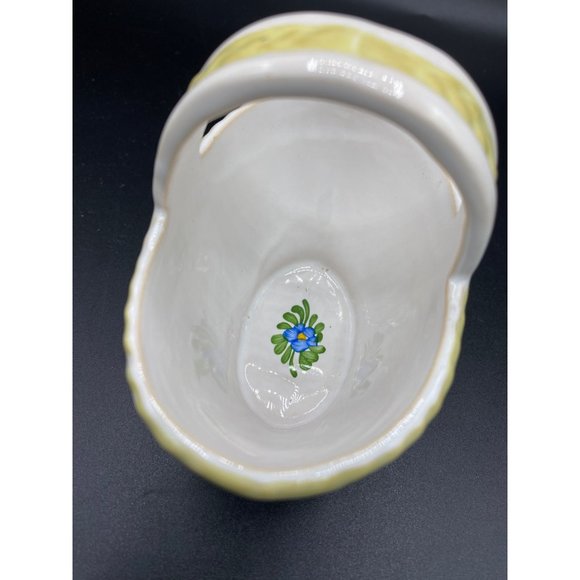 Vintage Ceramic Tole Painted Folk art Basket Hand Painted with Handle 4.5x4.5 - Picture 13 of 16